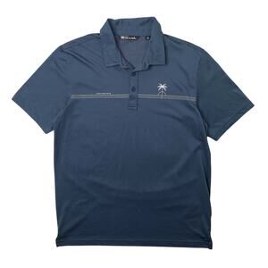 Travis Mathew Shirt Mens L Large Cadet Luna Golf Polo Retro Graphic Palm Tree